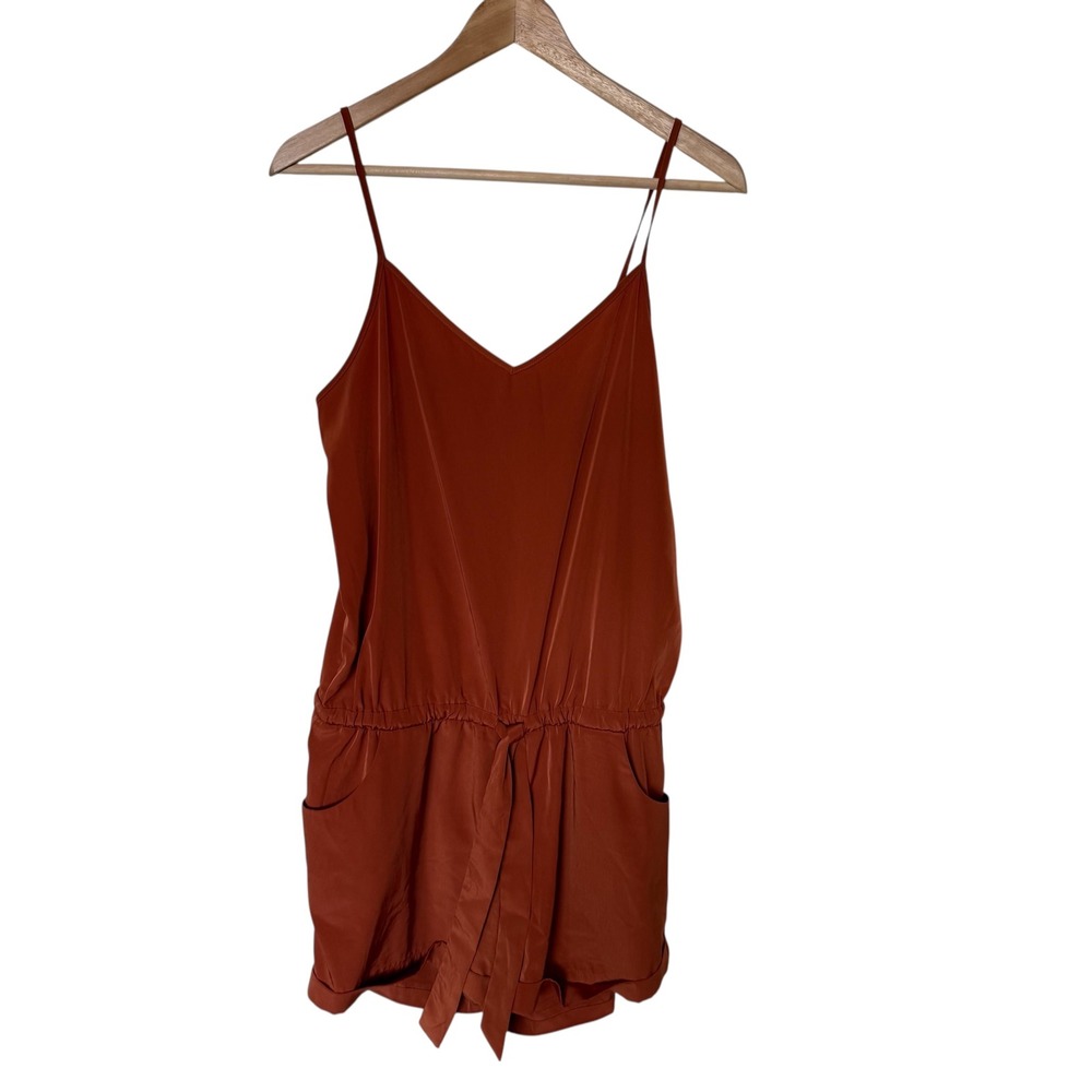 J.Crew Romper Womens Small Terracotta Excellent Silky V-Neck Adjustable Straps